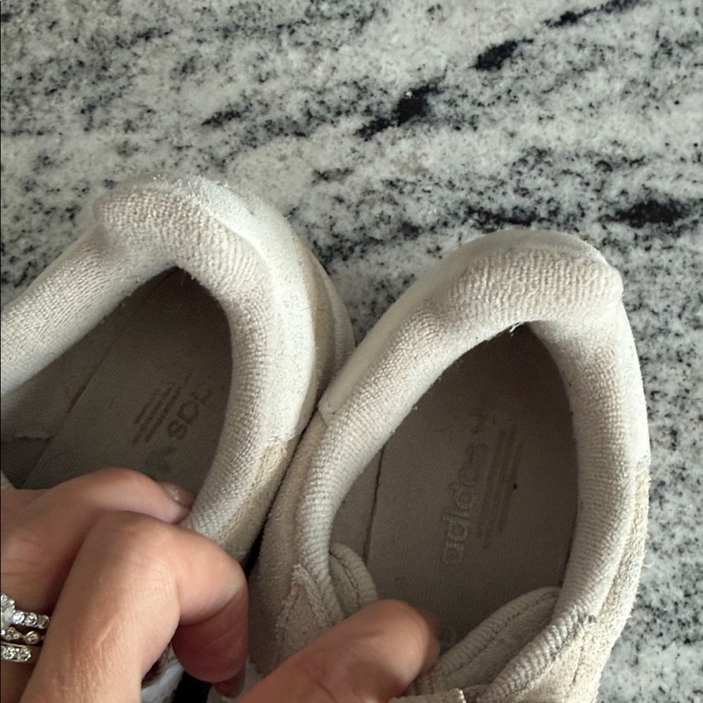 adidas Women's Beige Suede Sneakers with White Stripes - Picture 3 of 4